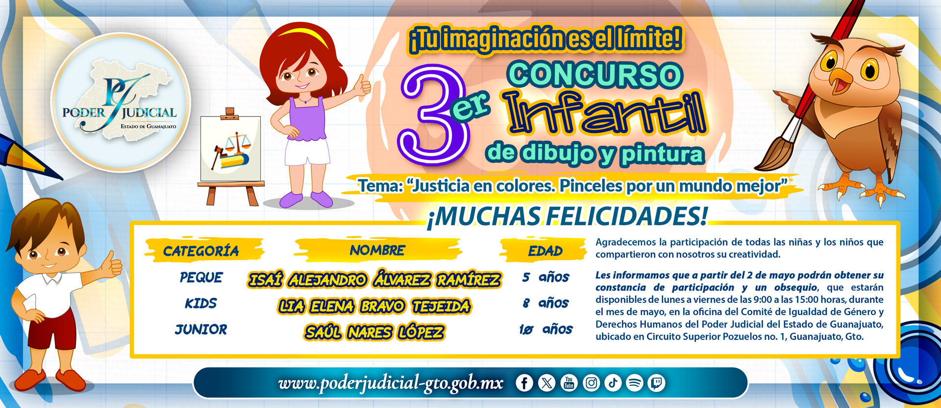 Resultado Ganadores 3er. Concurso Infantil de Dibujo y Pintura